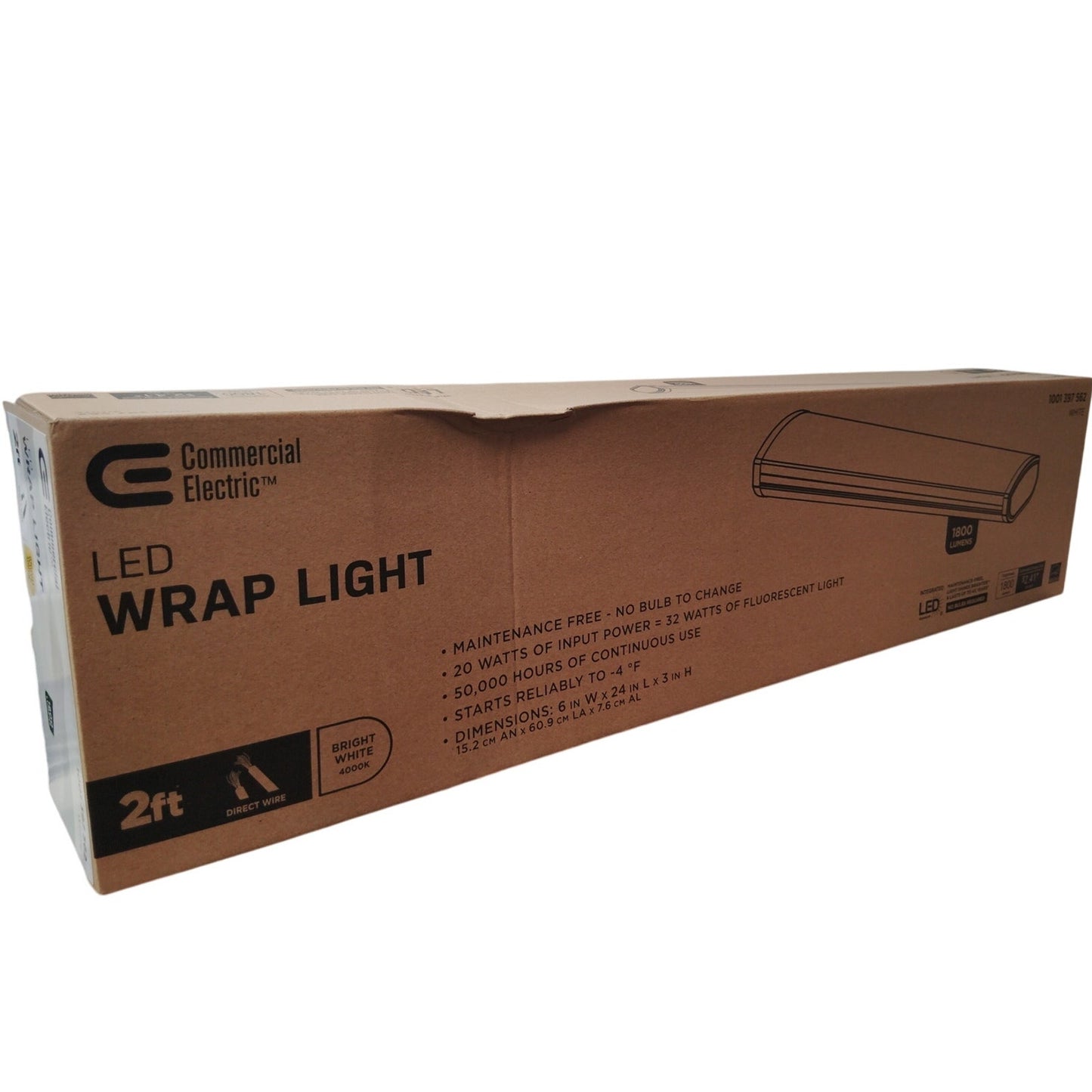 Commercial Electric 2-Pack 24 in. Integrated LED Wraparound Ceiling Light – 1800 Lumens