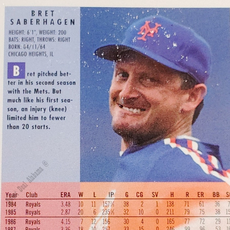 Bret Saberhagen, New York Mets, #576, 1994 Fleer Baseball Collector's Card