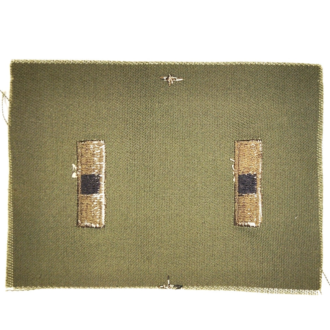 VTG US Army WO1 W‑1 Subdued OD Green Rank Patch Pair Black on ODG Twill – Sew‑On
