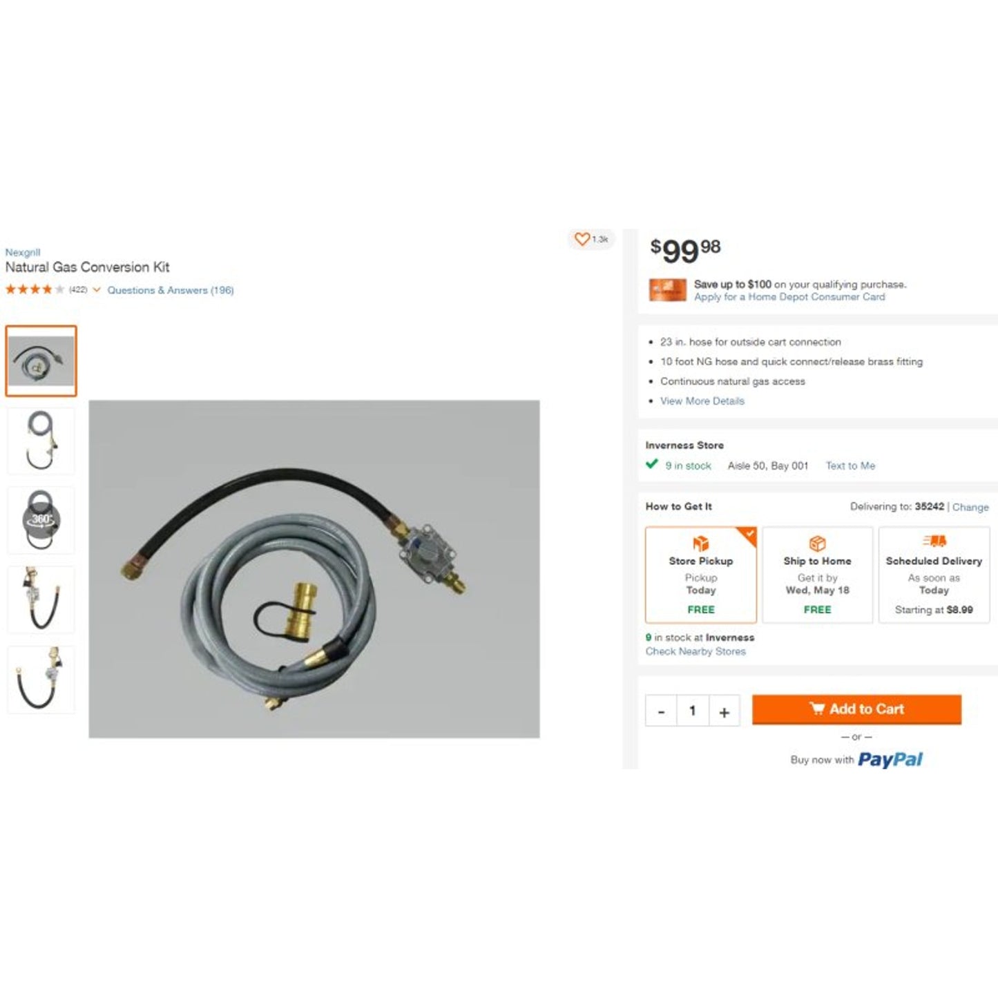 Universal Natural Gas Conversion Kit w/o Quick Connect Coupler