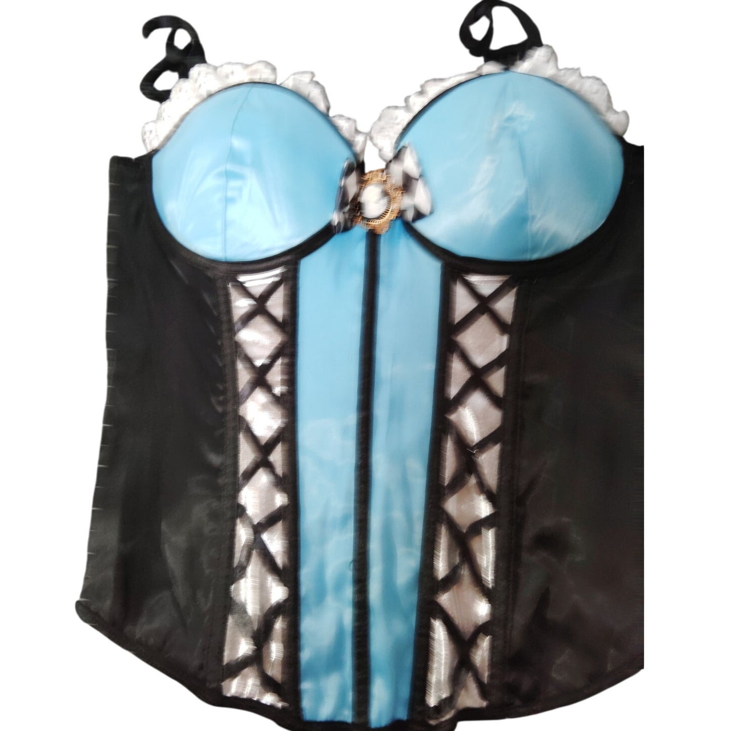 Wonderland Alice Corset Halloween Costume - Black/Blue - Size S/M (Up to Size 8)