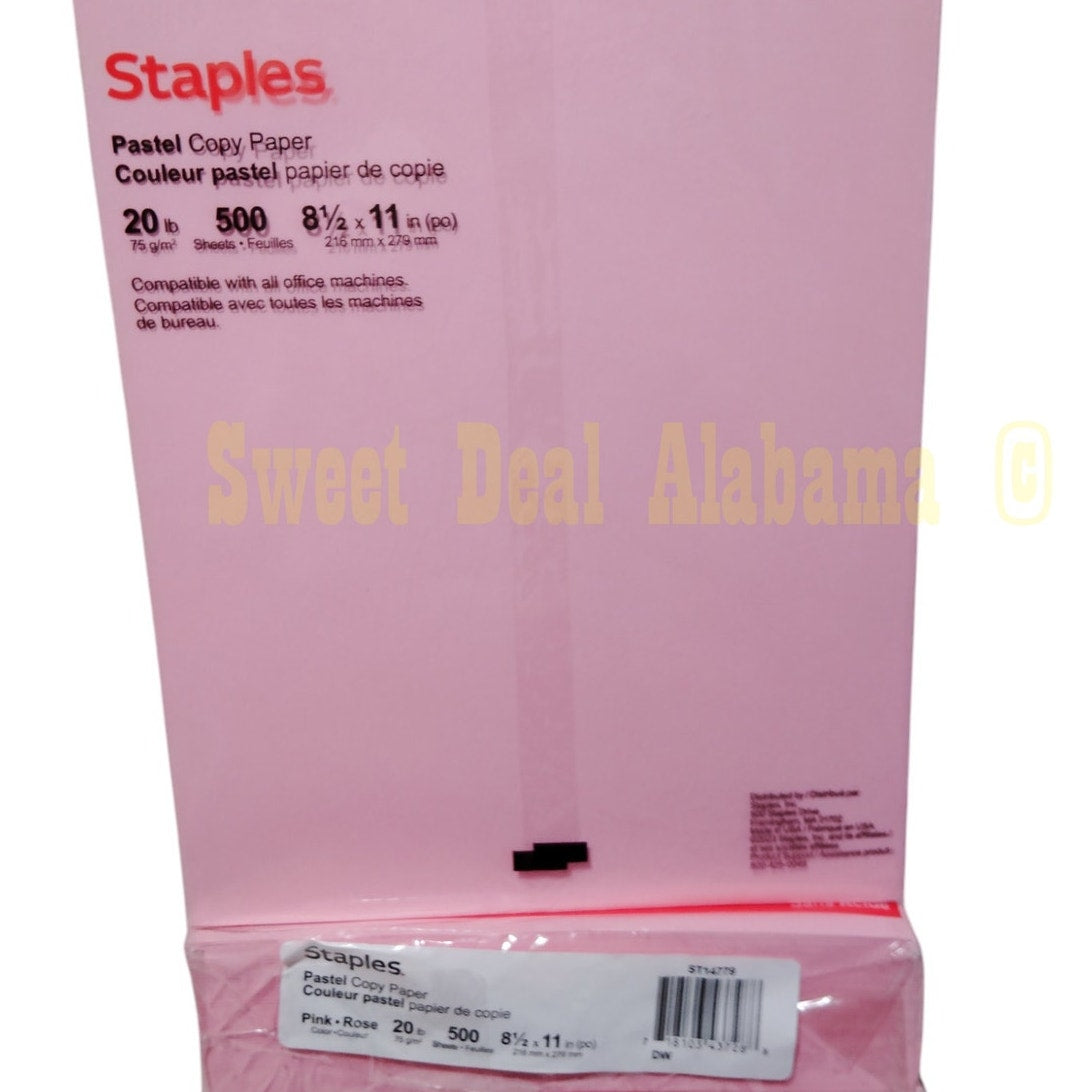 2 Reams, 1000 Pages, Staples Pastel Pink Copy Paper 8-1/2" X 11" No.14779
