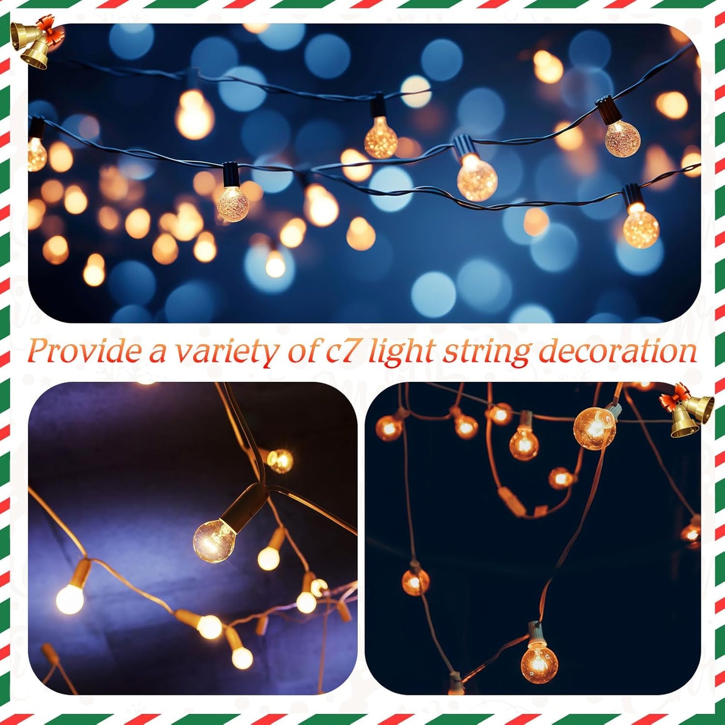 C7/E12 Christmas Light Socket Set 500ft | UL Listed | 12" Spacing Stringer