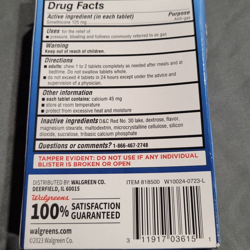 Walgreens Extra Strength Gas Relief Chewable Tabs, Cherry Creme, 9 CT 10-31-25