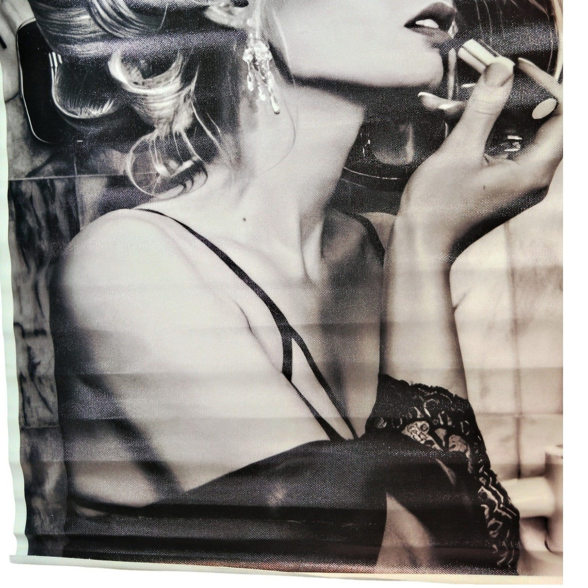 16x24" Black and White Retro Hair Salon Canvas Wall Art – Vintage Beauty with Curlers (Unframed)