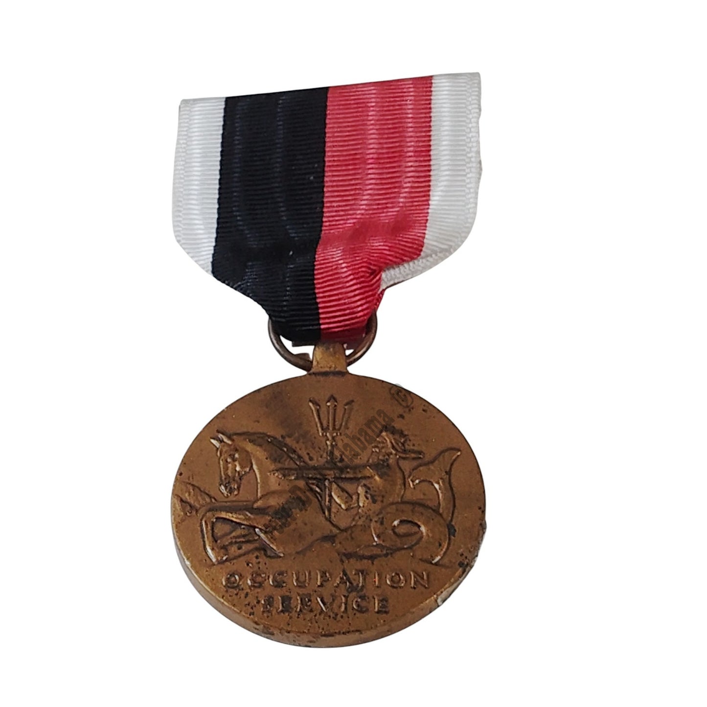 WWII U.S. Navy Occupation Services Medal Pinback, 1-1/4"D x 3"H Overall