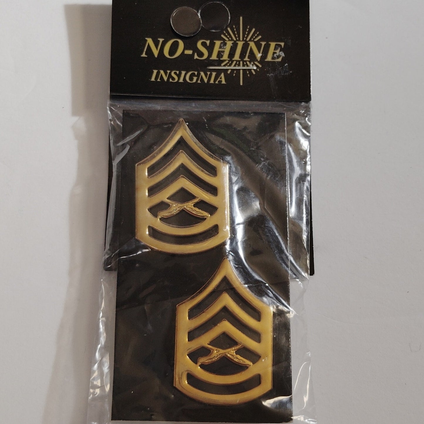 USMC Gunnery Sergeant Chevron Set – No-Shine Gold Finish– 7/8" × 1-3/8" – 1 Pair