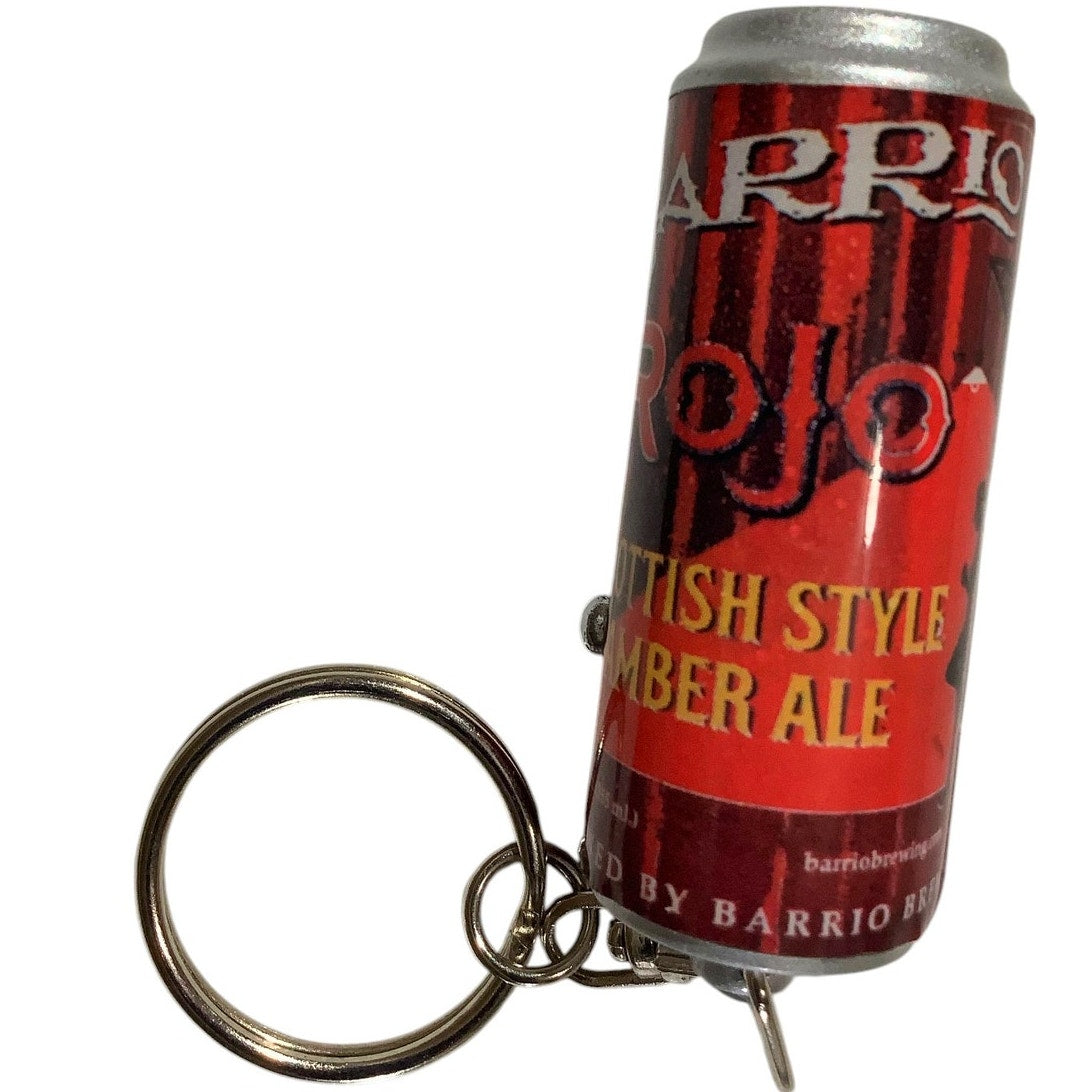 Barrio Rojo Scottish Style Amber Ale Key Chain w/ Laser Light – Can Shape, EUC