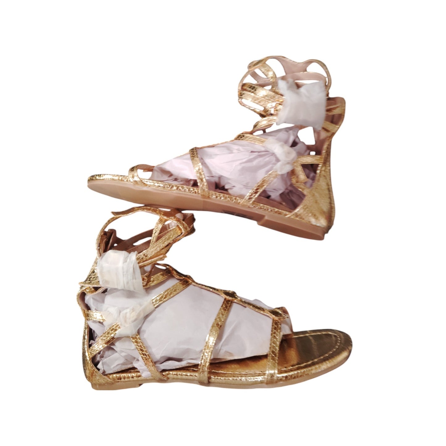 Ellie Shoes Women’s Gladiator Flat Sandal – Gold, Size 7, Style 015-ZENA