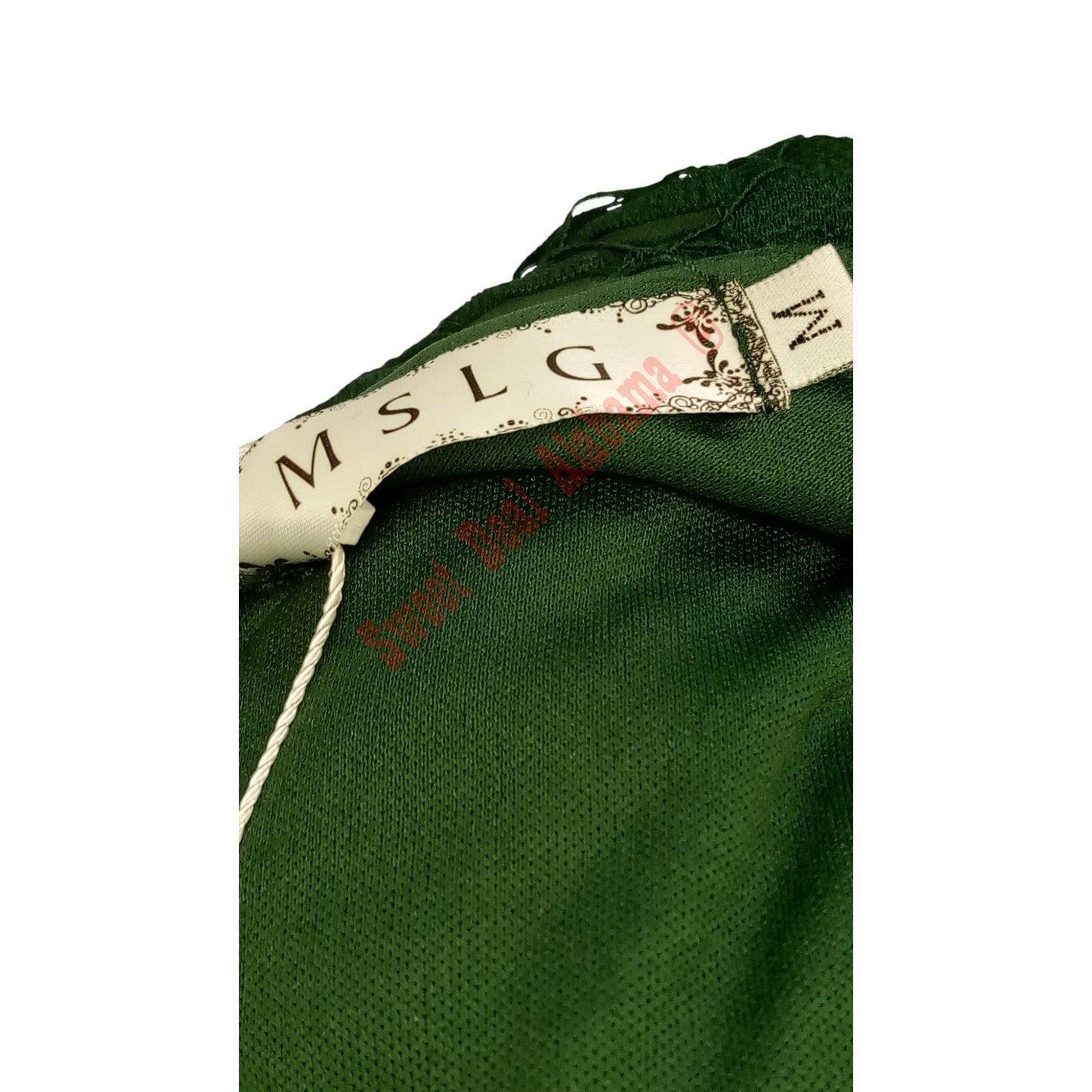 Elegant Round Neck V-Back Floral Lace Cocktail Party A Line Dress, Green, Size M