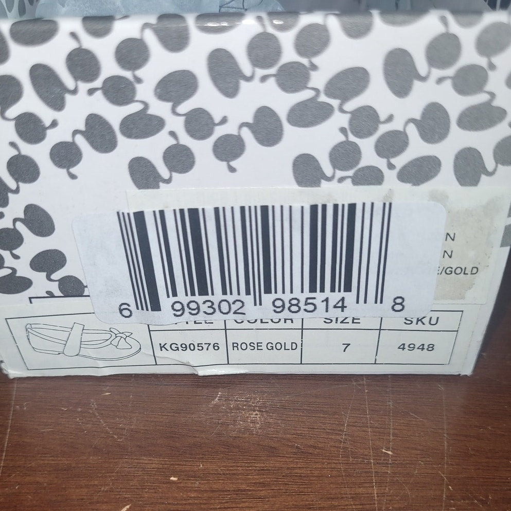 Kensie Girl Toddler Girls’ Ballet Flats – Rose Gold Glitter Bow, Size 7