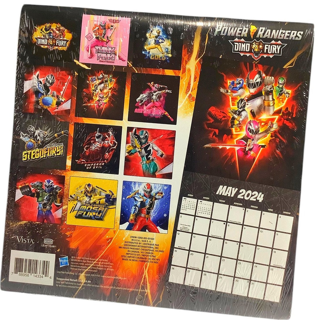 Power Rangers Dino Fury 2024 16-Month Collector's Calendar, New Sealed Package