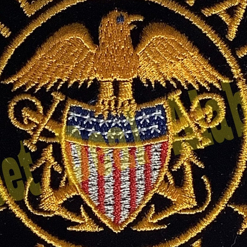 Vintage U.S. Navy Embroidered Iron-on or Sew-On 4" Patch, RARE Right Facing
