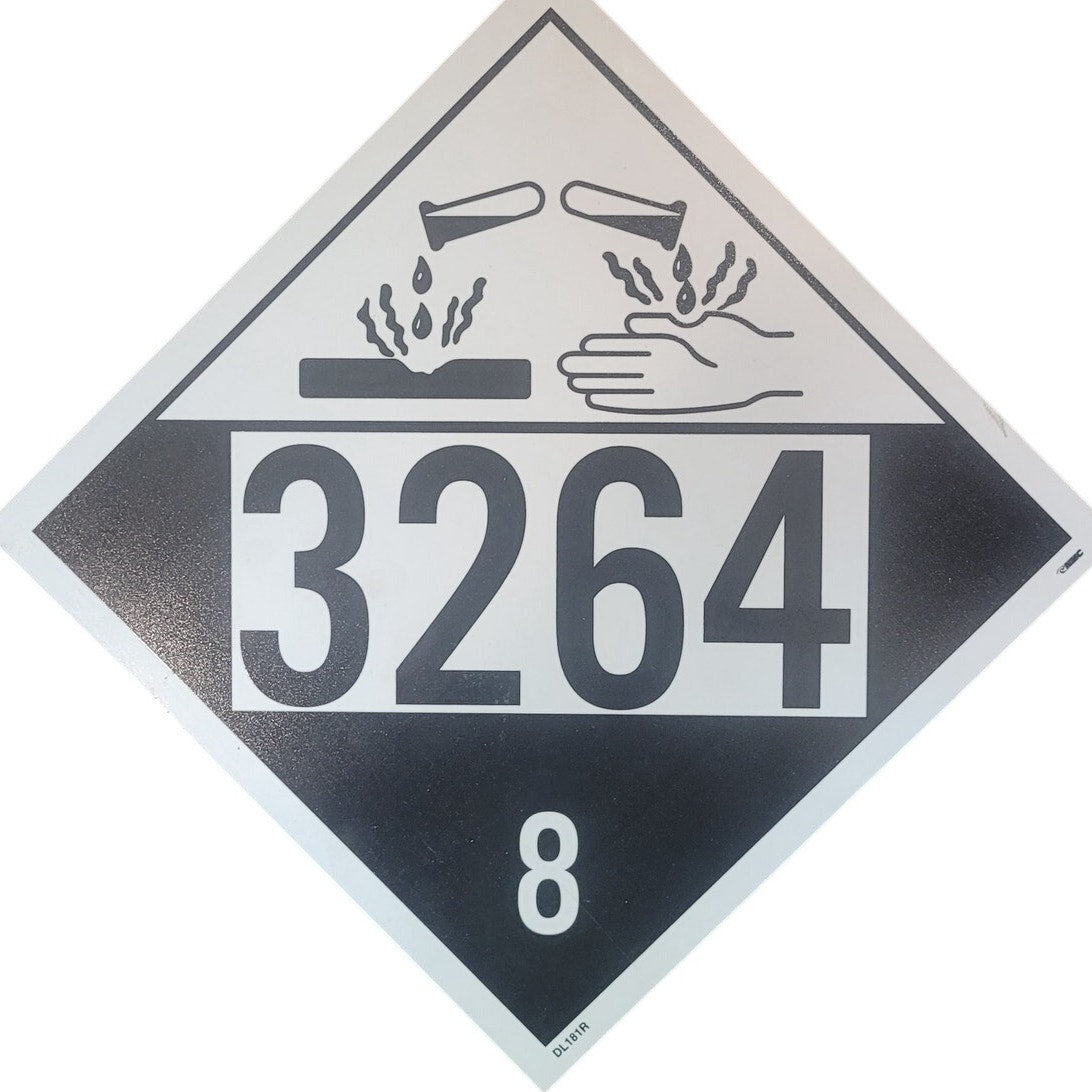 4-Digit International Placard – UN 3264 – Corrosive Liquid, Hazard Class 8