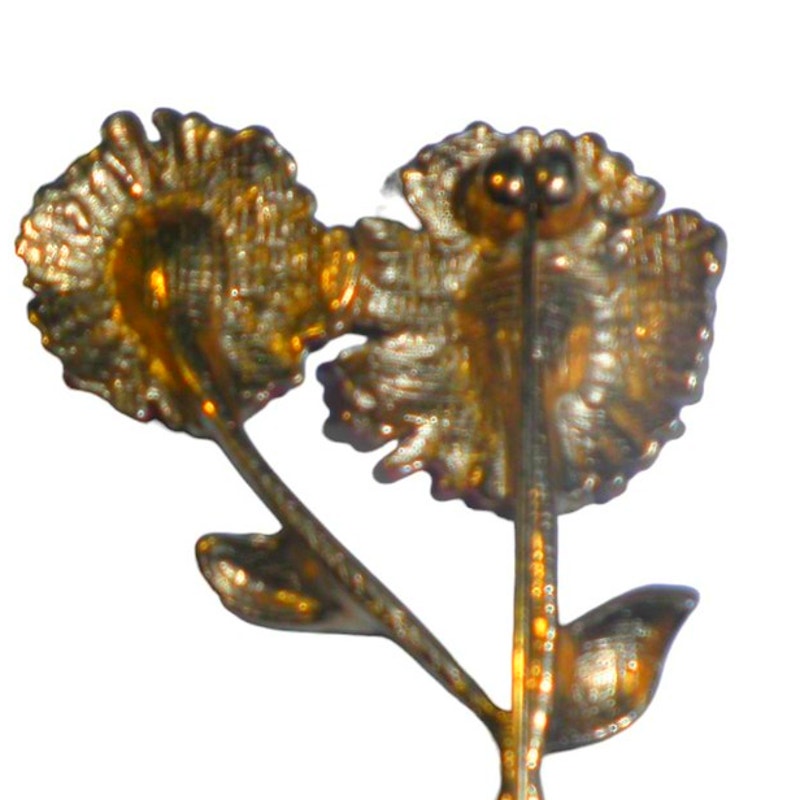 Vintage Floral Brooch Pin, 4 Sm Pearl Anthers on Each Flower, Peach Shade Flowers