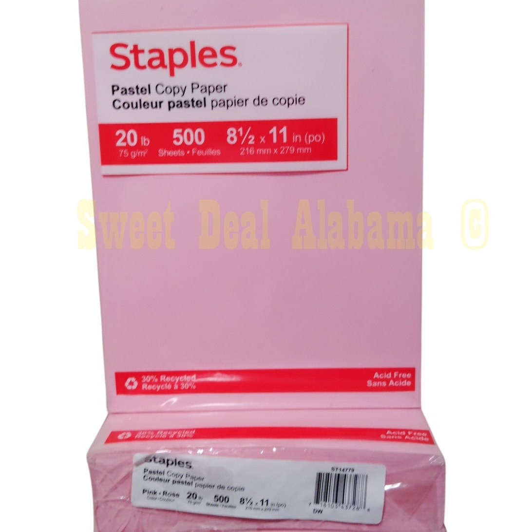 2 Reams, 1000 Pages, Staples Pastel Pink Copy Paper 8-1/2" X 11" No.14779