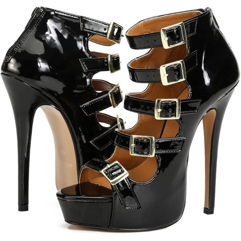 Size 10 Women / 8.5 Men, Sandals Platform Parallel Straps Stiletto High Heels