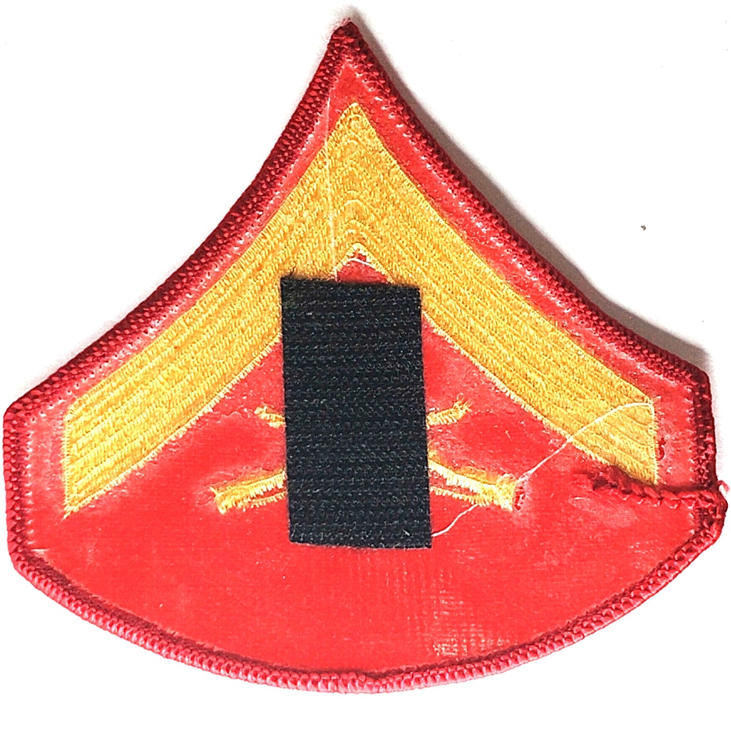 USMC Lance Corporal LCpl E-3 Rank Patch Red Gold Sew-On 3.75" x 3.75" Hook Strip