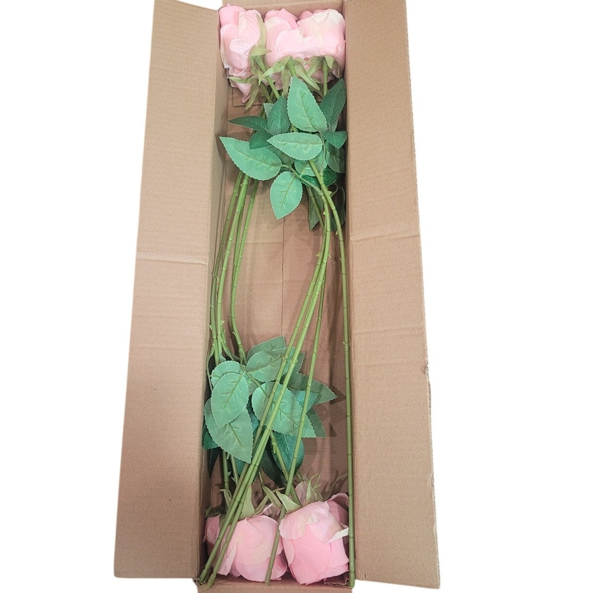 10pcs Pink Roses Artificial Flowers Long Stem – Silk Petals, Realistic Look