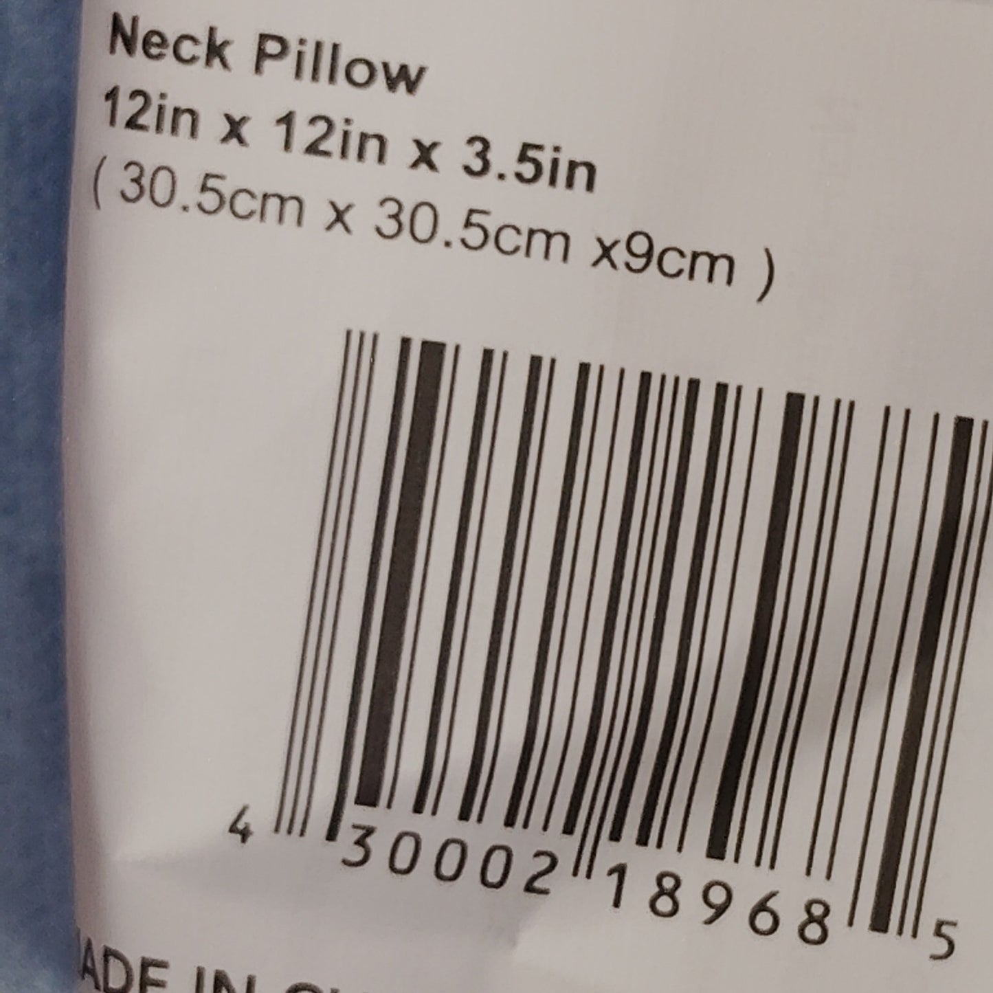 Memory Foam Neck Pillow – 12 x 12 x 3.5 in – Light Blue