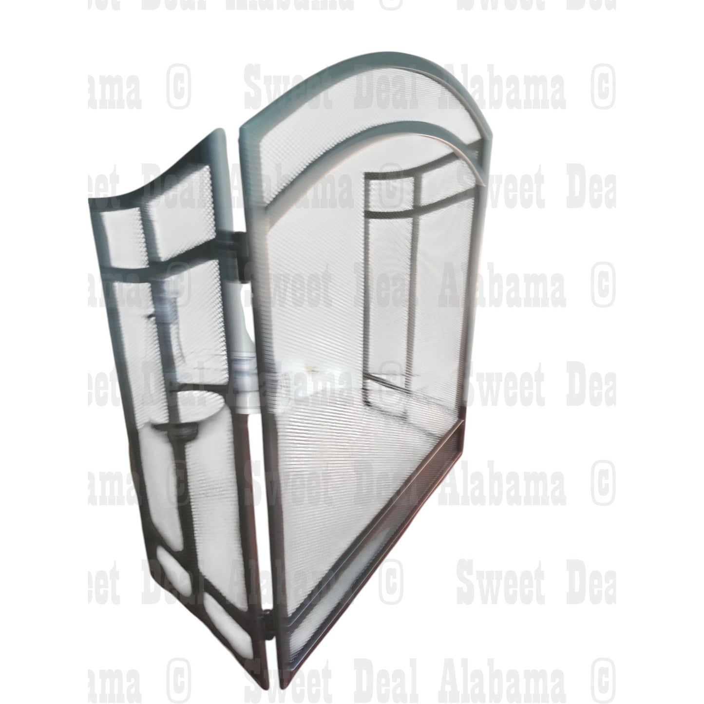 3-Panel Fireplace Screen 27.95"x38" – Black Steel Folding Spark Guard, See-Through