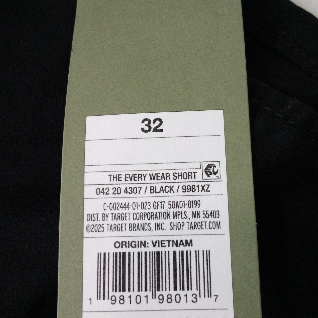 Goodfellow & Co Men’s Every Wear 5" Chino Shorts – Black – Size 32 – Slim Fit