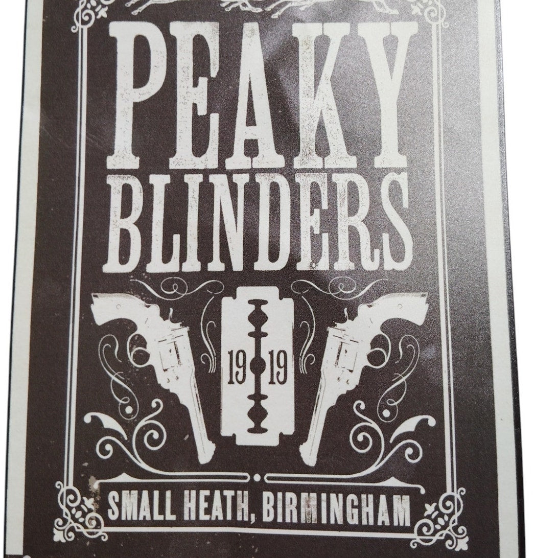 Peaky Blinders Tin Sign – 12"x8" Vintage Razor Blade & Revolver Design | Small Heath Birmingham