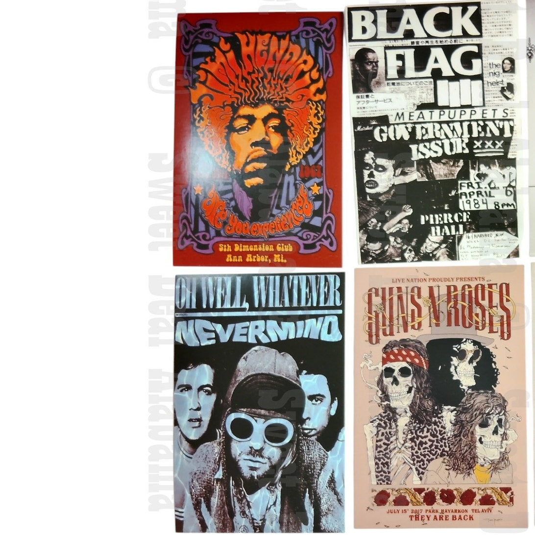 8-Piece Punk Rock Wall Collage Kit - Hip Hop, Rap, Rock & Roll - 6"x4" Posters