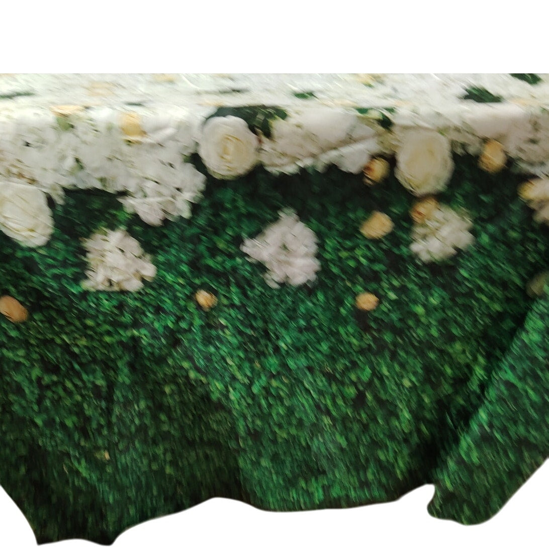 Floral Photography Backdrop – Blossom Flower Wall with Grass Base, 5'W x 6.6'H