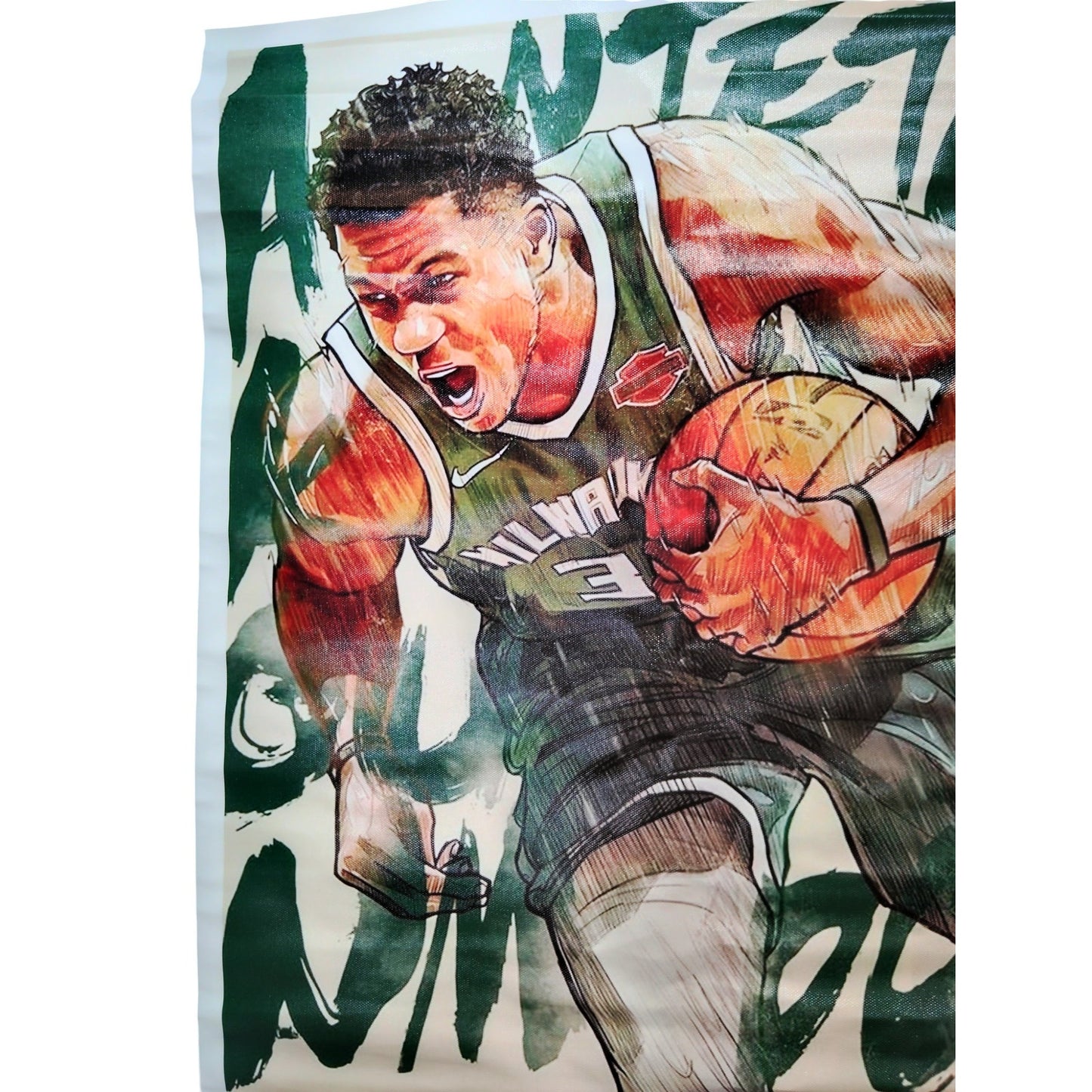 16x24" Giannis Antetokounmpo Milwaukee Bucks Canvas Print – Abstract Basketball Wall Art (Unframed)