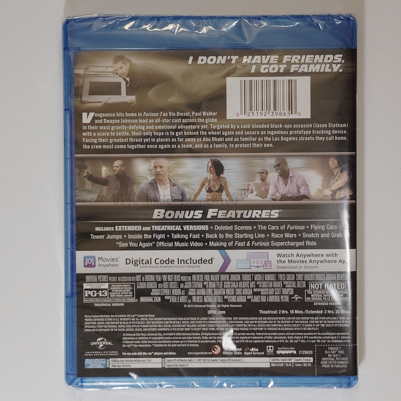 Furious 7 (Blu-ray + DVD + Digital HD, 2015) – Universal Studios