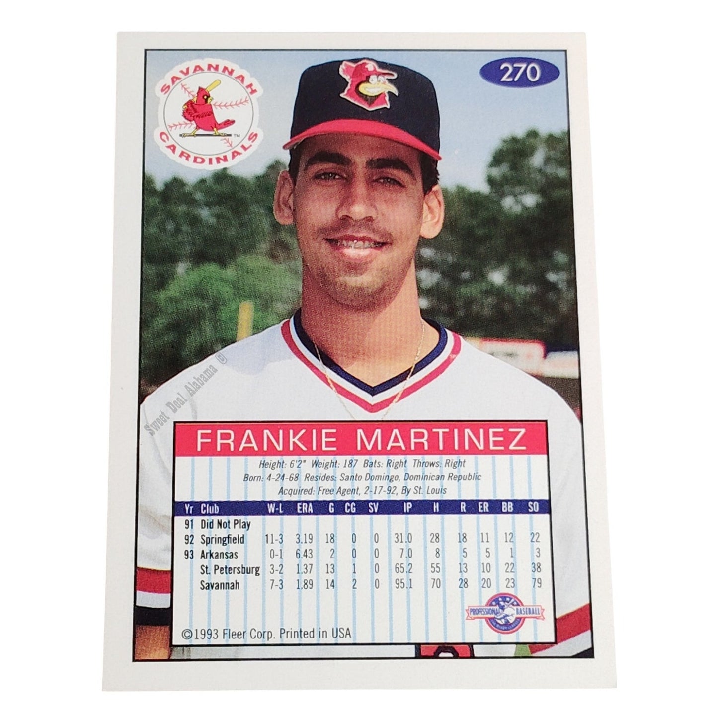 Frankie Martinez, Savannah Cardinals, #270, 93-94 Fleer Excel Minor Leagues