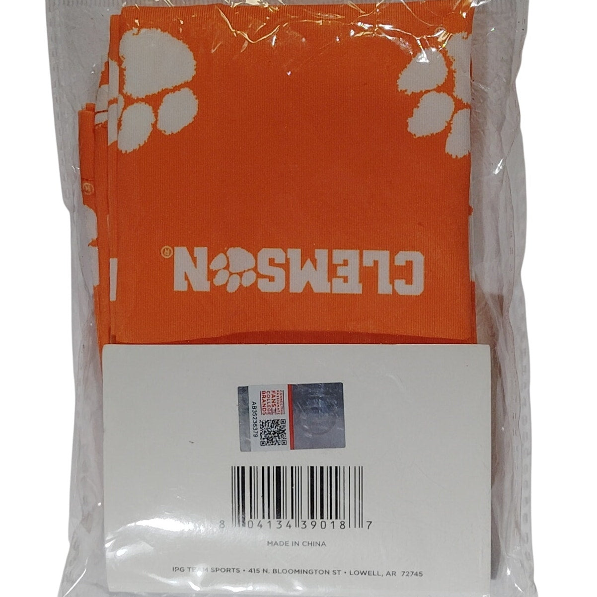 IPG Team Sports Gaiter Face Cover Adult OS Clemson Tigers Orange White Paw Print