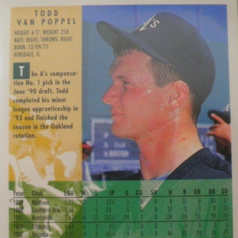 Todd Van Poppel, Oakland Athletics (A's), #275, 1994 Fleer Baseball Card