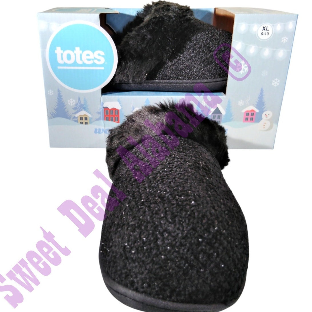 Totes Women's Cozy Slippers, Memory Foam Slippers, Size XL (9-10) , Black #35106