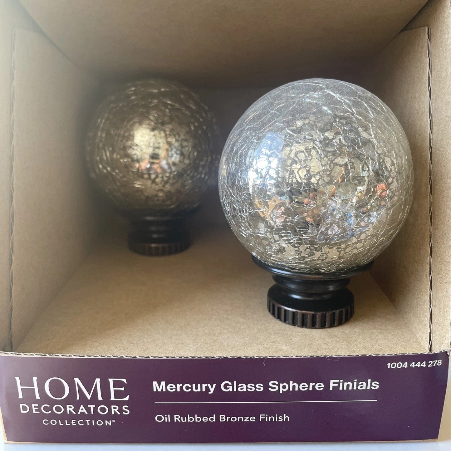 Home Decorators Collection Mercury Glass Sphere Curtain Rod Finials – Oil-Rubbed Bronze (Set of 2)
