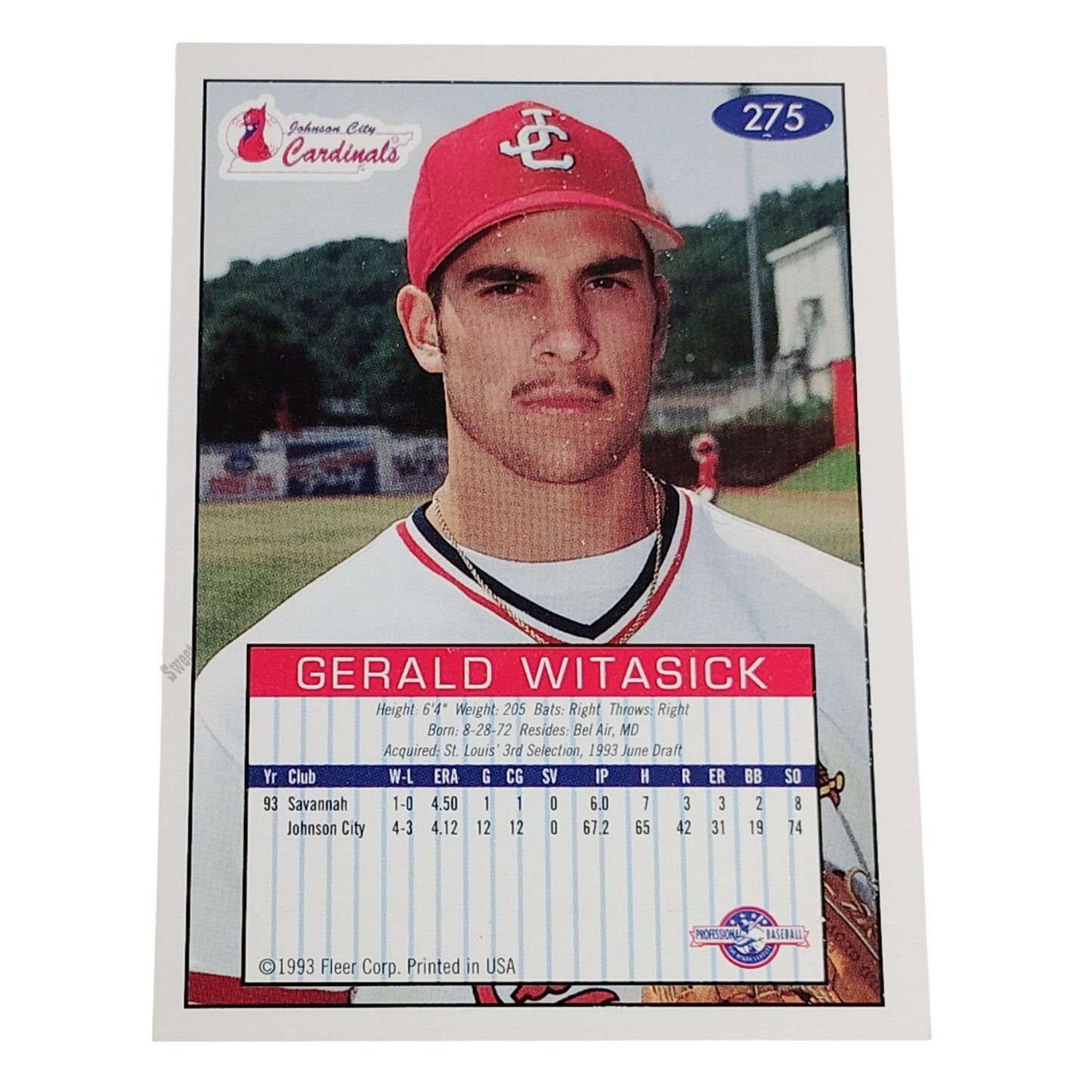 Gerald Witasick, Johnson City Cardinals, #275, 93-94 Fleer Excel Minor Leagues