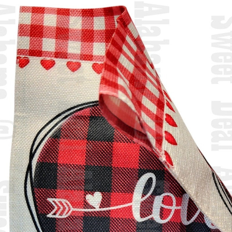 Love Heart Garden Flag 12.5x18" Double Sided Red Plaid Valentine Outdoor Decor