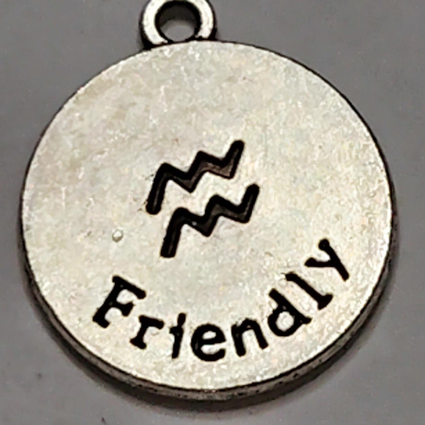 Aquarius Zodiac Charm Patinated Silver‑Tone Water Bearer 5/8" Pendant Astrology