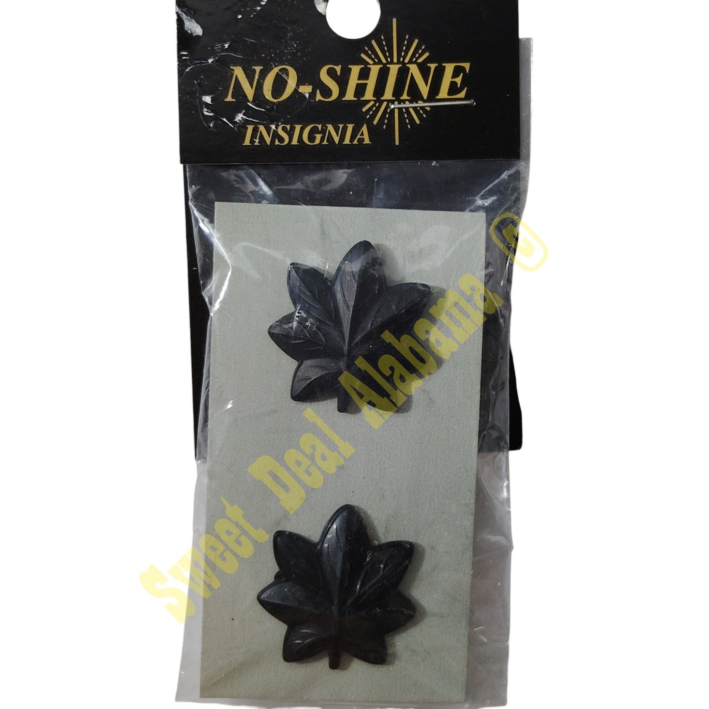 1 Set Subdued Black Major Oak Leaf Insignia Pins- 1"x1", By No-Shine Insignia