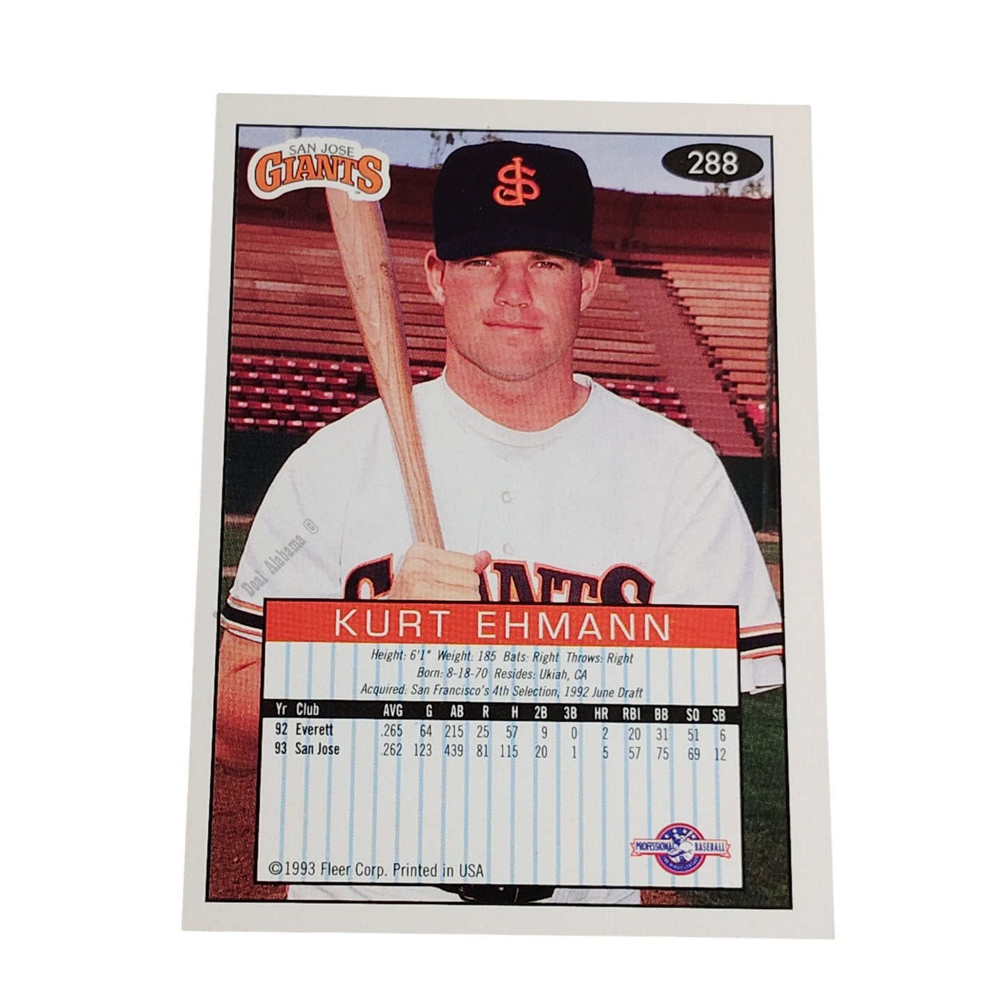 Kurt Ehmann, San Jose Giants, #288, 93-94 Fleer Excel Minor Leagues