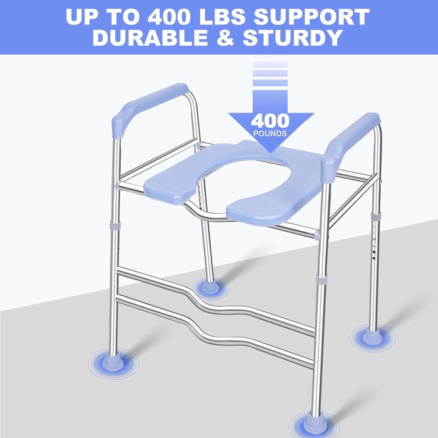 Raised Toilet Seat w/ Handles Large 400lb Commode Chair Fits Any Toilet