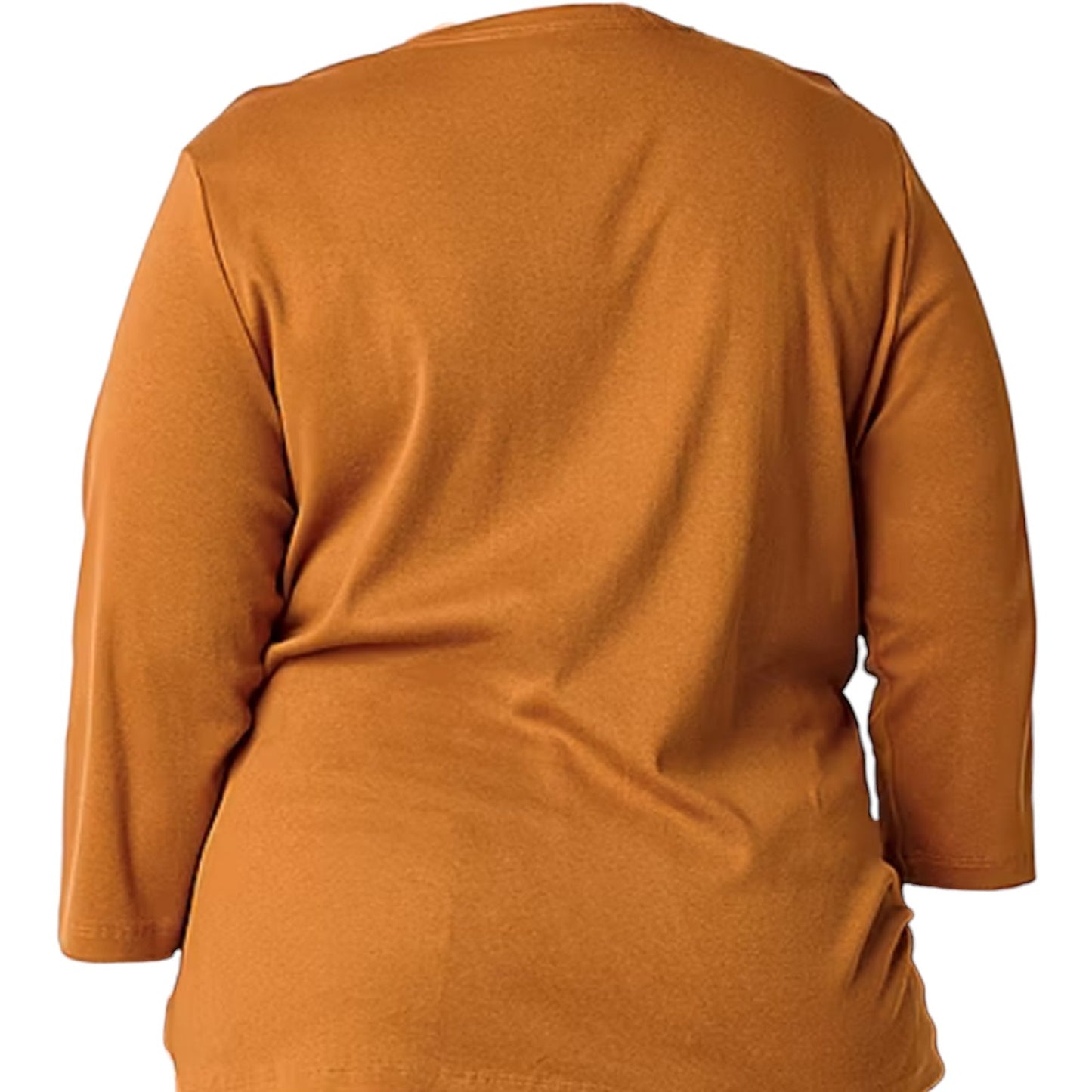 St. John's Bay Women's Plus V Neck 3/4 Sleeve T-Shirt, Deep Bronze, XXLT, 2XLT