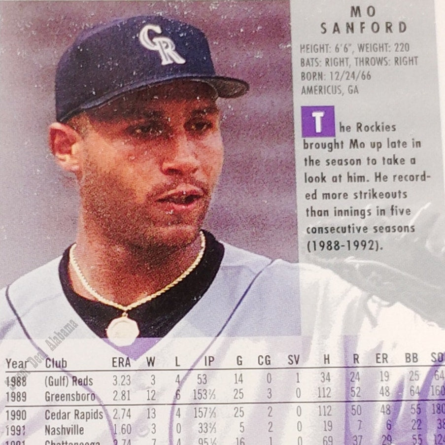 Mo Sanford, Colorado Rockies, #453, 1994 Fleer Baseball Collector's Card