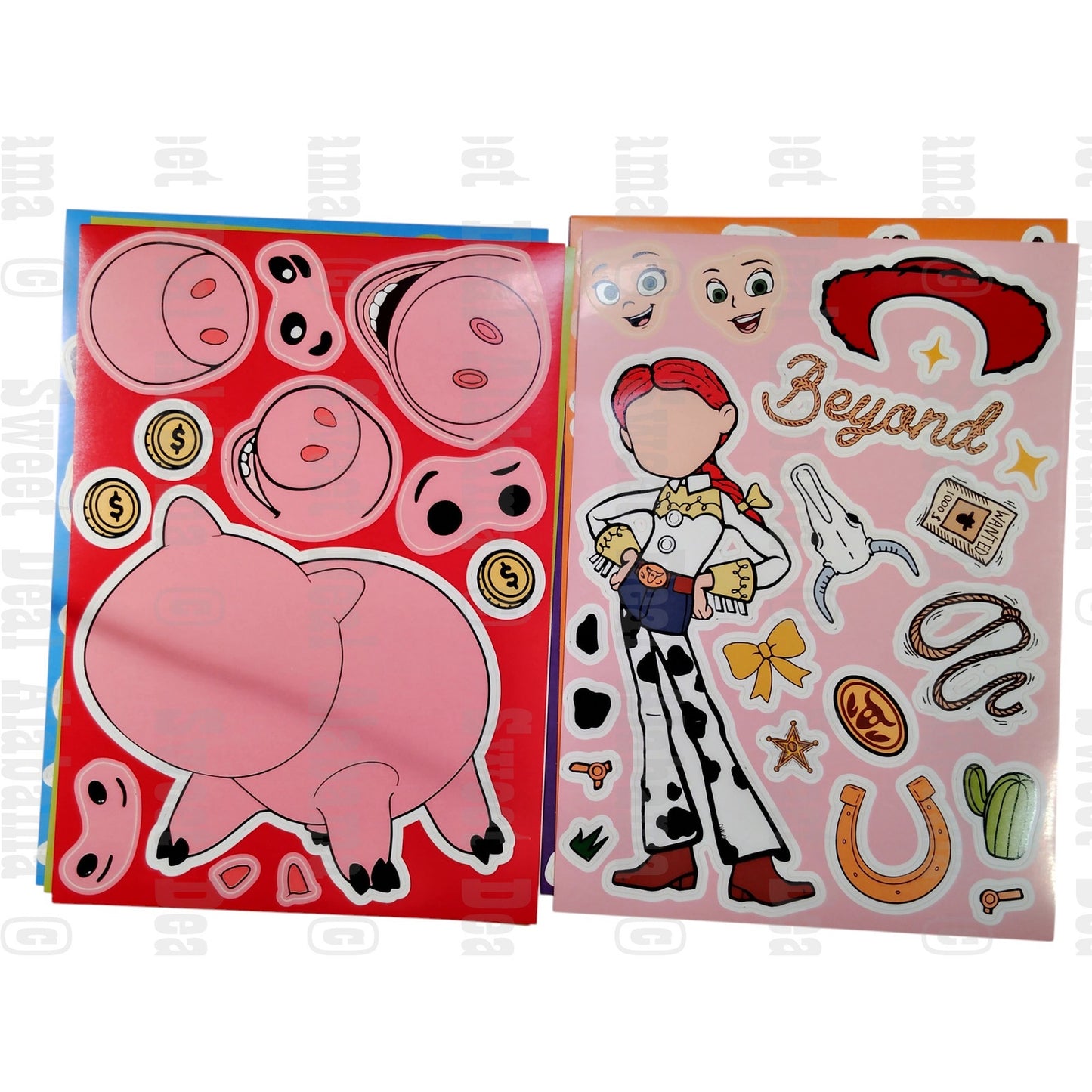 8 Sheets Toy Story Themed Make-a-Face Stickers, Kids DIY Crafts or Party Favors