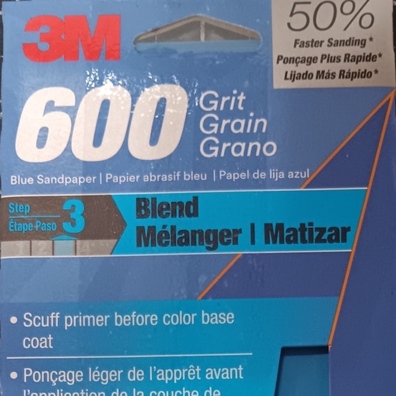 3M Blue Technology Sandpaper – 600 Grit, 3 2/3" x 9", 16 Sheets (2-Pack)