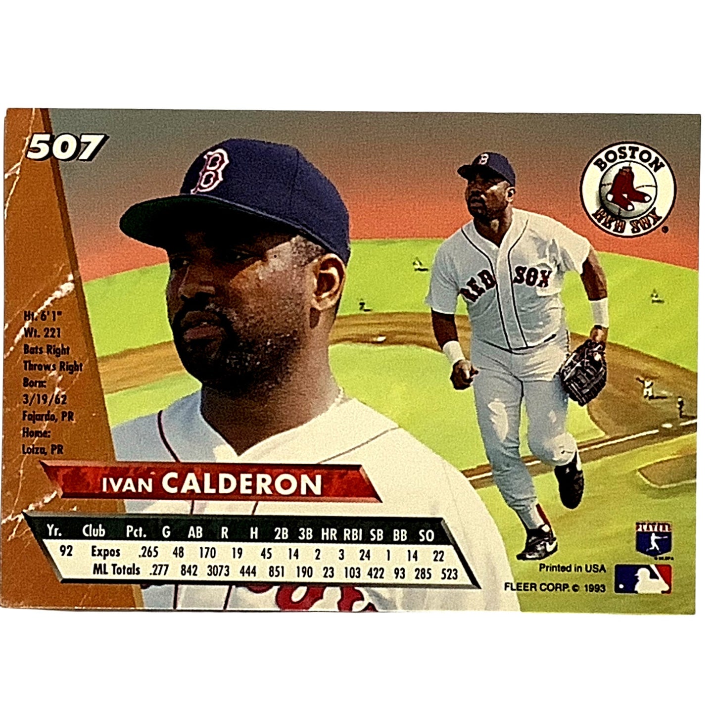 Ivan Calderon, Boston Red Sox, MLB, Fleer Ultra Baseball 1993, Card 507, EX/NM