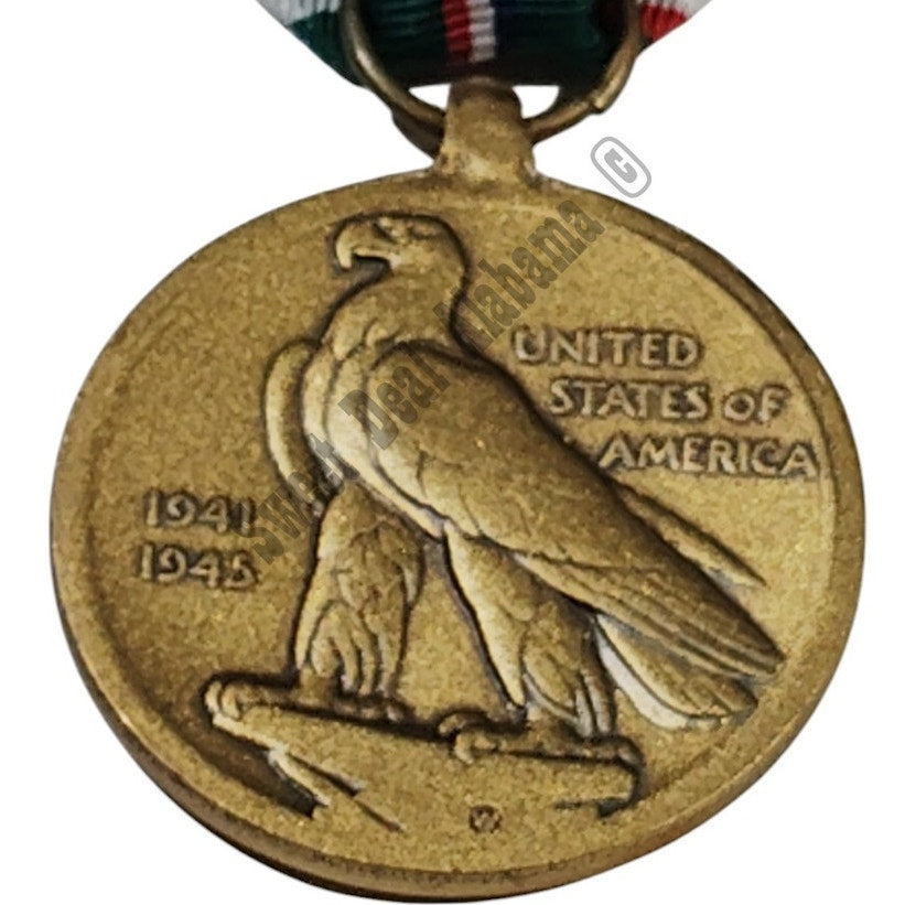 WW II U.S. European African Middle Eastern Campaign Medal w/ Pinback, 1-5/16"D