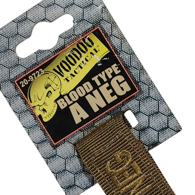 VooDoo Tactical Blood Type Keychain, A NEG (A NEGATIVE), Coyote, Snaphook