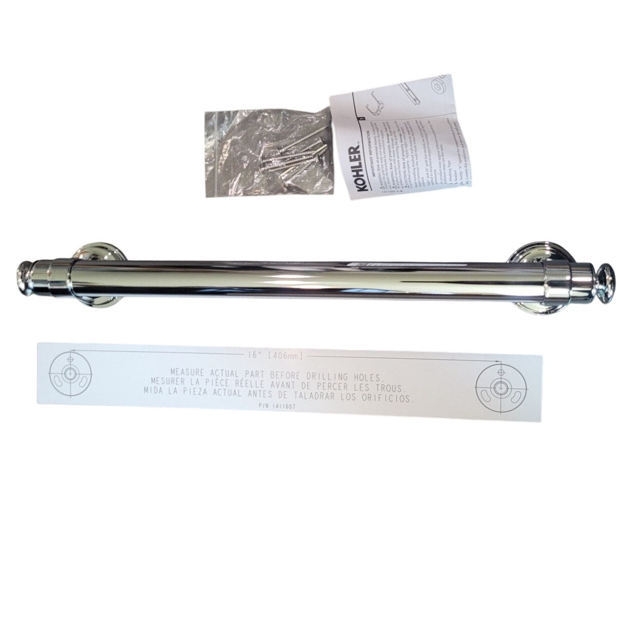 KOHLER Carmichael 16 in. Grab Bar Polished Chrome